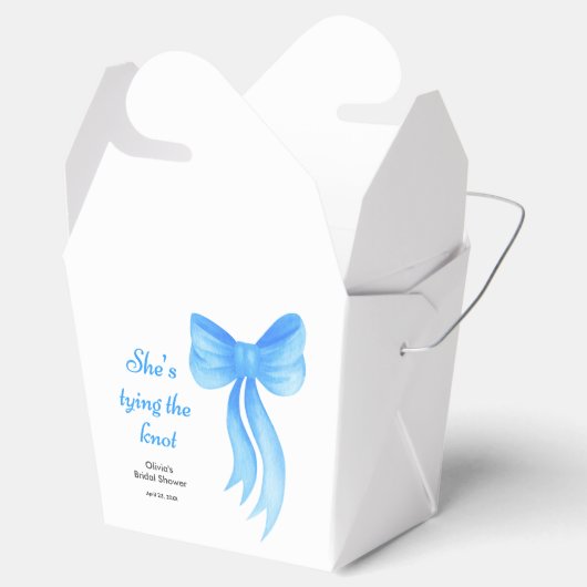 Blauw lint ze knoopt de knoop bruidsfeest bedankdoosjes (Geopend)