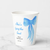 Blauw lint ze knoopt de knoop Bruidsfeest  Papieren Bekers (Achterkant)