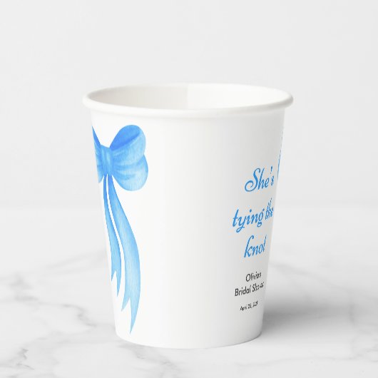 Blauw lint ze knoopt de knoop Bruidsfeest  Papieren Bekers (Links)