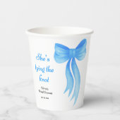 Blauw lint ze knoopt de knoop Bruidsfeest Papieren Bekers (Voorkant)