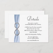 Blauw Lint Zilver Infinity Bruiloft Details Informatiekaartje (Voorkant / Achterkant)