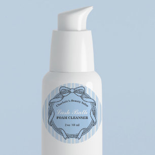 Blauw lintframe wimperbad extensies productlabel ronde sticker