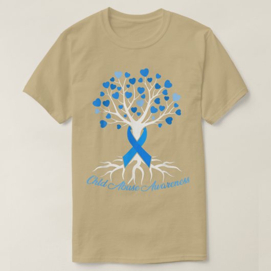 Blauw Lintje Boom Hart Kinder Mishandeling Prevent T-shirt (Design voorkant)