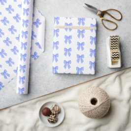 Blauw lintpatroon cadeaupapier
