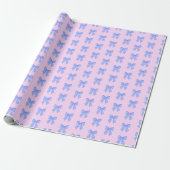 Blauw lintpatroon cadeaupapier (Uitgerold)