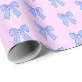 Blauw lintpatroon cadeaupapier (Rol Hoek)