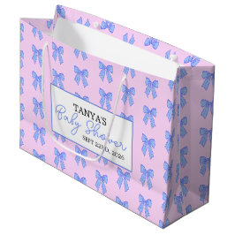 Blauw lintpatroon groot cadeauzakje