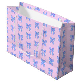Blauw lintpatroon groot cadeauzakje