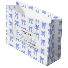 Blauw lintpatroon groot cadeauzakje
