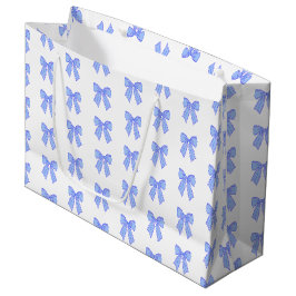 Blauw lintpatroon groot cadeauzakje