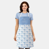 Blauw lintpatroon Monogram Persoonlijk Schort (Gedragen)