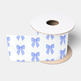 Blauw lintpatroon satijnen lint
