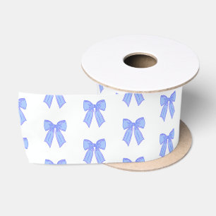 Blauw lintpatroon satijnen lint
