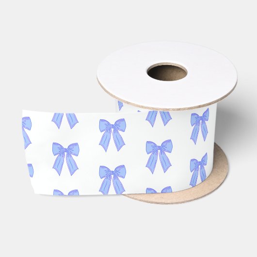 Blauw lintpatroon satijnen lint (Spoel)