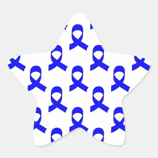 Blauw lintpatroon ster sticker (Voorkant)
