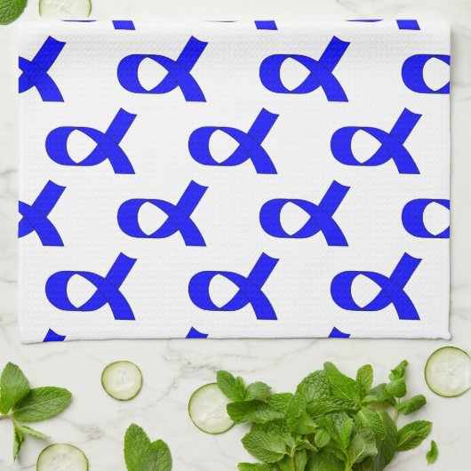 Blauw lintpatroon theedoek (Gevouwen)