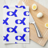 Blauw lintpatroon theedoek (Quarter Fold)