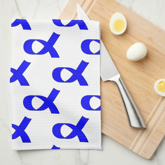 Blauw lintpatroon theedoek (Quarter Fold)