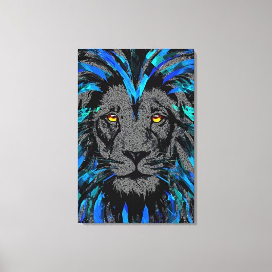 Blauw lionhoofddoek - Blauw lioncanvas afdrukken (Voorkant)