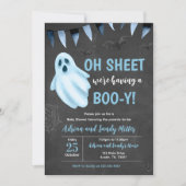 Blauw Little Boo Baby Shower Uitnodiging (Voorkant)
