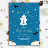 Blauw Little Boo Halloween 1e Verjaardag Kaart