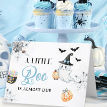 Blauw Little Boo Halloween Baby Shower