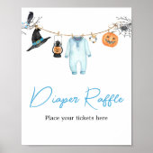 Blauw Little Boo Halloween Luier Raffle Poster (Voorkant)