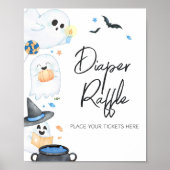 Blauw Little Boo Halloween Luier Raffle Poster (Voorkant)