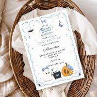 Blauw Little Boo Is Almost Due Halloween Baby Show