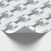 Blauw lobster-opvulpapier cadeaupapier (Hoek)