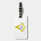 Blauw lodge Square & Compass Bagagelabel (Voorkant verticaal)