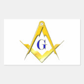 Blauw lodge Square & Compass Rechthoekige Sticker (Voorkant)