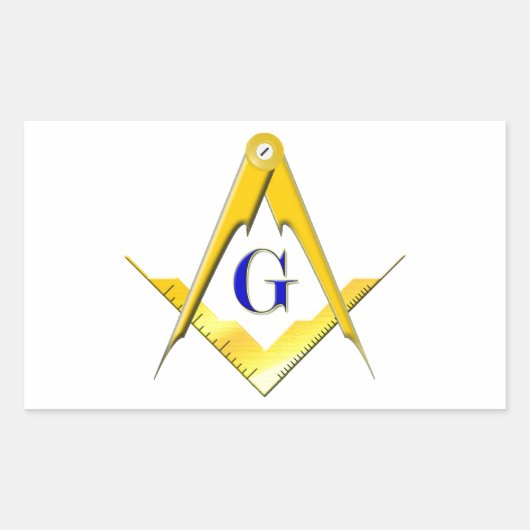Blauw lodge Square & Compass Rechthoekige Sticker (Voorkant)