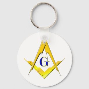 Blauw lodge Square & Compass Sleutelhanger