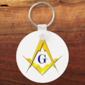 Blauw lodge Square & Compass Sleutelhanger (Voorkant)