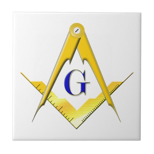 Blauw lodge Square & Compass Tegeltje (Voorkant)