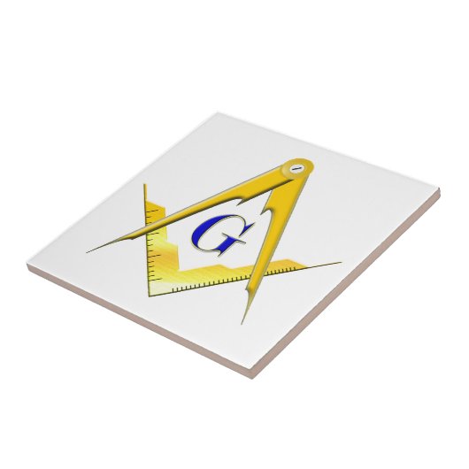 Blauw lodge Square & Compass Tegeltje (Zijkant)