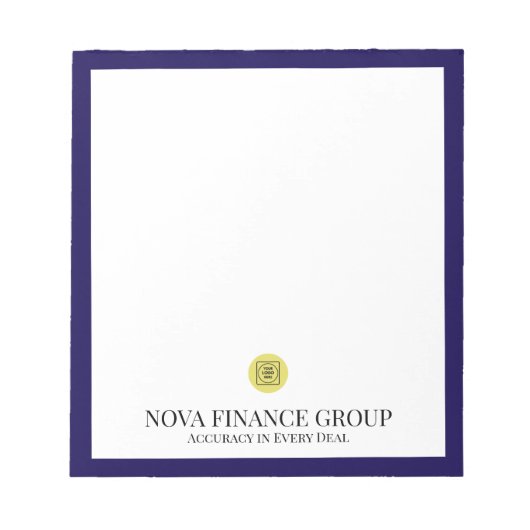 Blauw Logo Elegante Kantoormemo Pad notitieblok (Voorkant)