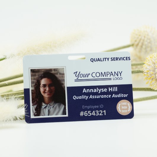 Blauw Logo Ingangs Werknemer Foto ID Badge