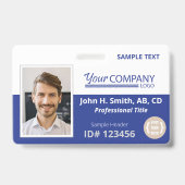 Blauw Logo Ingangs Werknemer Foto ID Badge (Voorzijde)