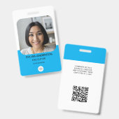 Blauw logo met QR-code voor personeelsidentificati Badge (Voor- en achterkant)