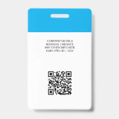 Blauw logo met QR-code voor personeelsidentificati Badge (Achterkant)