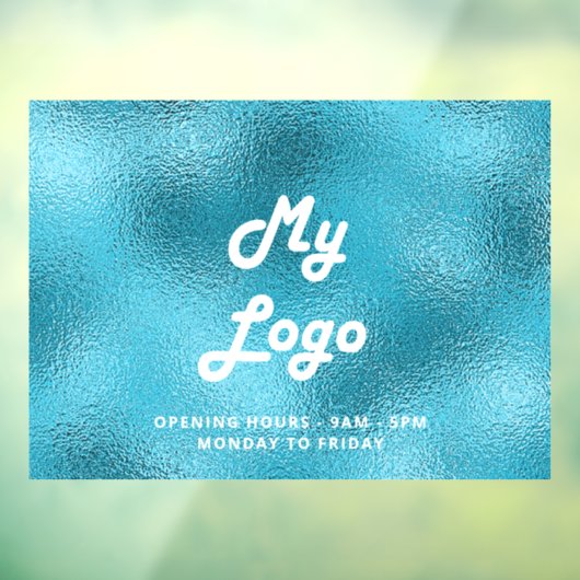 Blauw logo openingsuren bedrijf raamsticker (Vel 3)