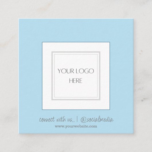 Blauw | LOGO | QR-code Vierkante Visitekaartje (Voorkant)