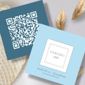 Blauw | LOGO | QR-code Vierkante Visitekaartje