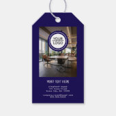 Blauw Logo Toevoegen Aangepaste Tekst QR Code Bedr Cadeaulabel (Voorkant)