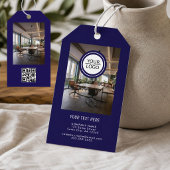 Blauw Logo Toevoegen Aangepaste Tekst QR Code Bedr Cadeaulabel