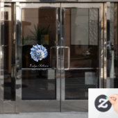 Blauw logo van zeeschelp raamfolie raamsticker (Kantoordeur)