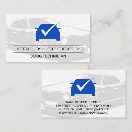 Blauw Logo Zakelijk Visitekaartje met Vinkje (Voorkant / Achterkant)