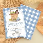 Blauw lokaal geteeld Baby shower Kaart